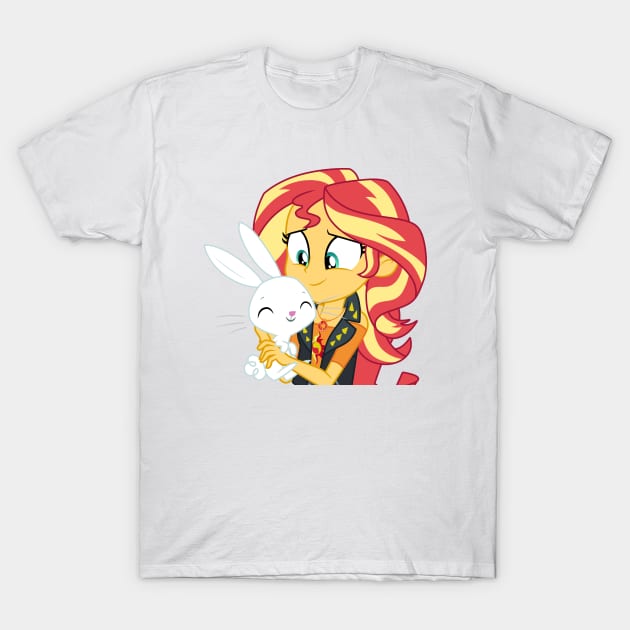 Sunset Shimmer holding Angel Bunny T-Shirt by CloudyGlow